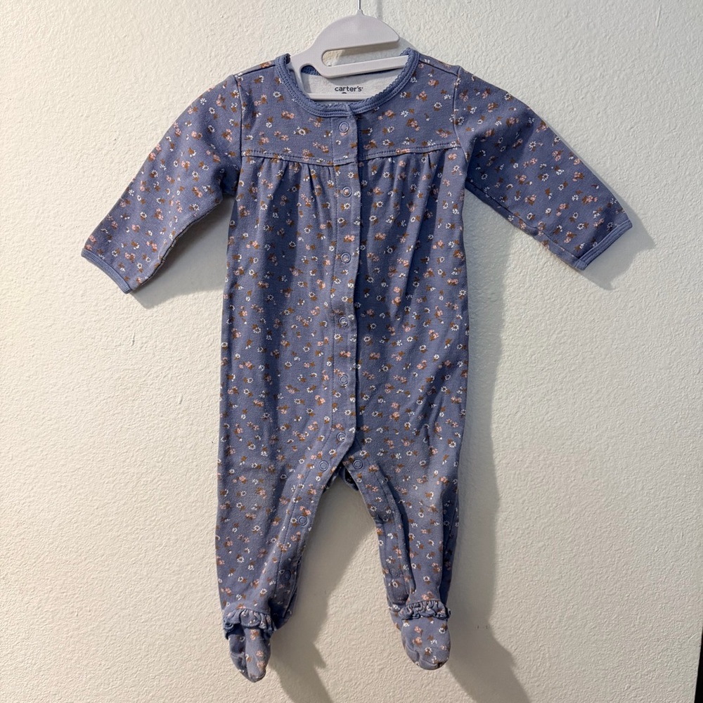 Carter's Blue Floral Footed One Piece